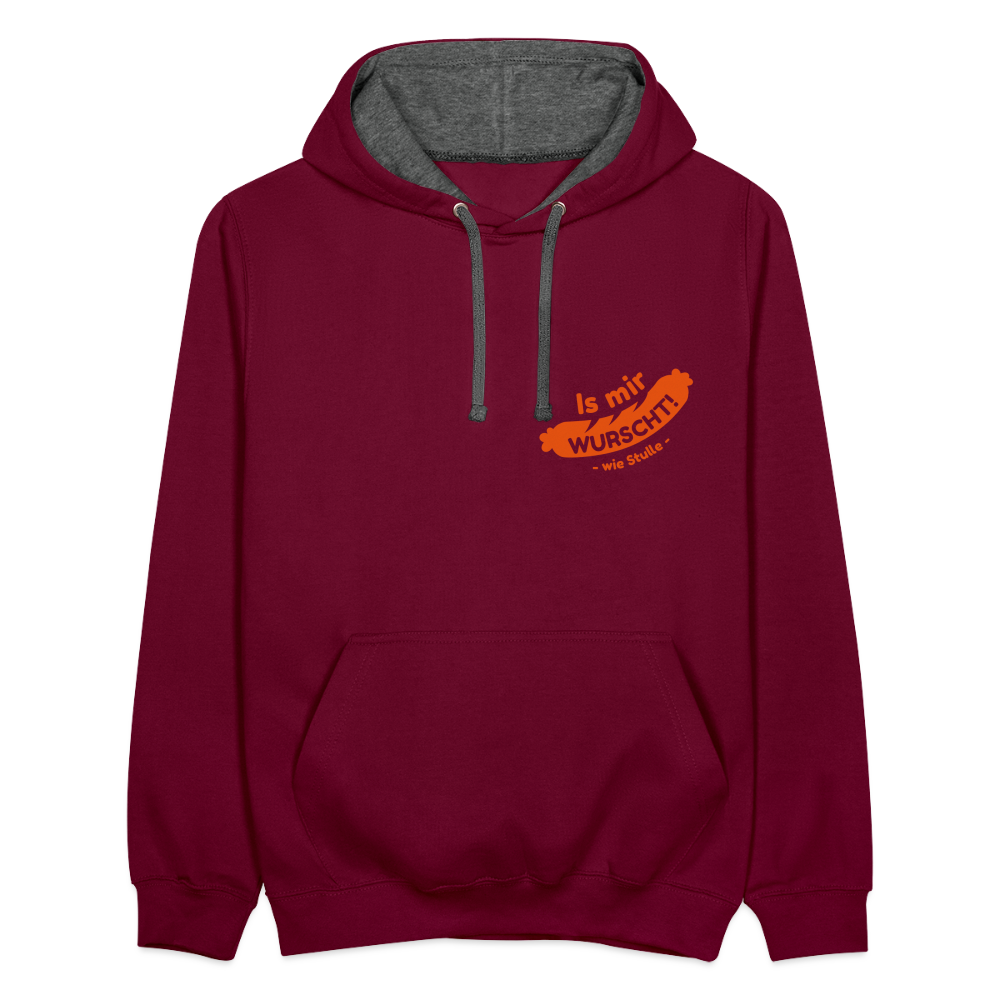 Is mir Wurscht - Kontrast Hoodie - Weinrot/Anthrazit