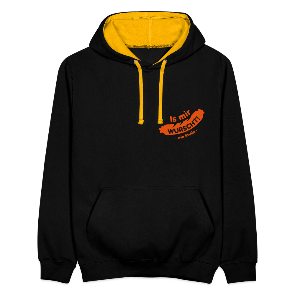 Is mir Wurscht - Kontrast Hoodie - Schwarz/Gold