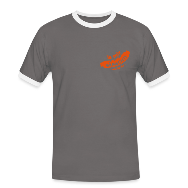 Is mir Wurscht - Männer Ringer T-Shirt - Dunkelgrau/Weiß