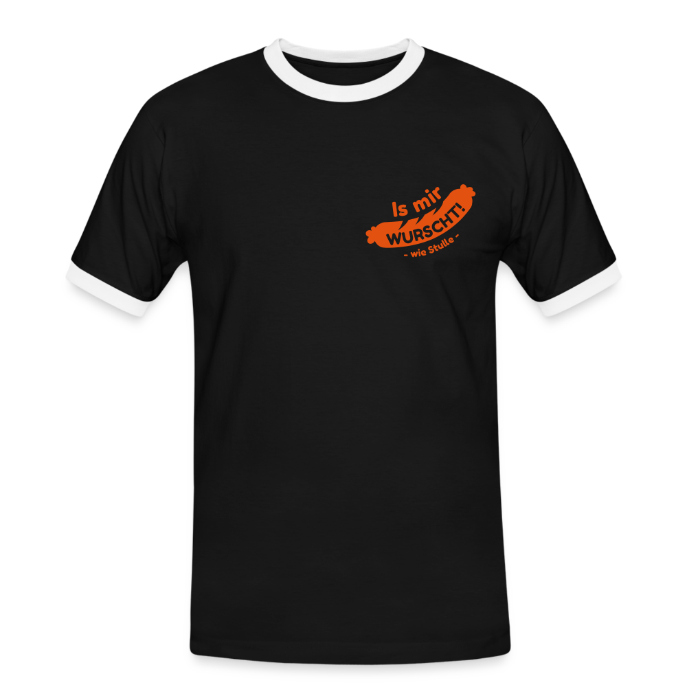 Is mir Wurscht - Männer Ringer T-Shirt - Schwarz/Weiß