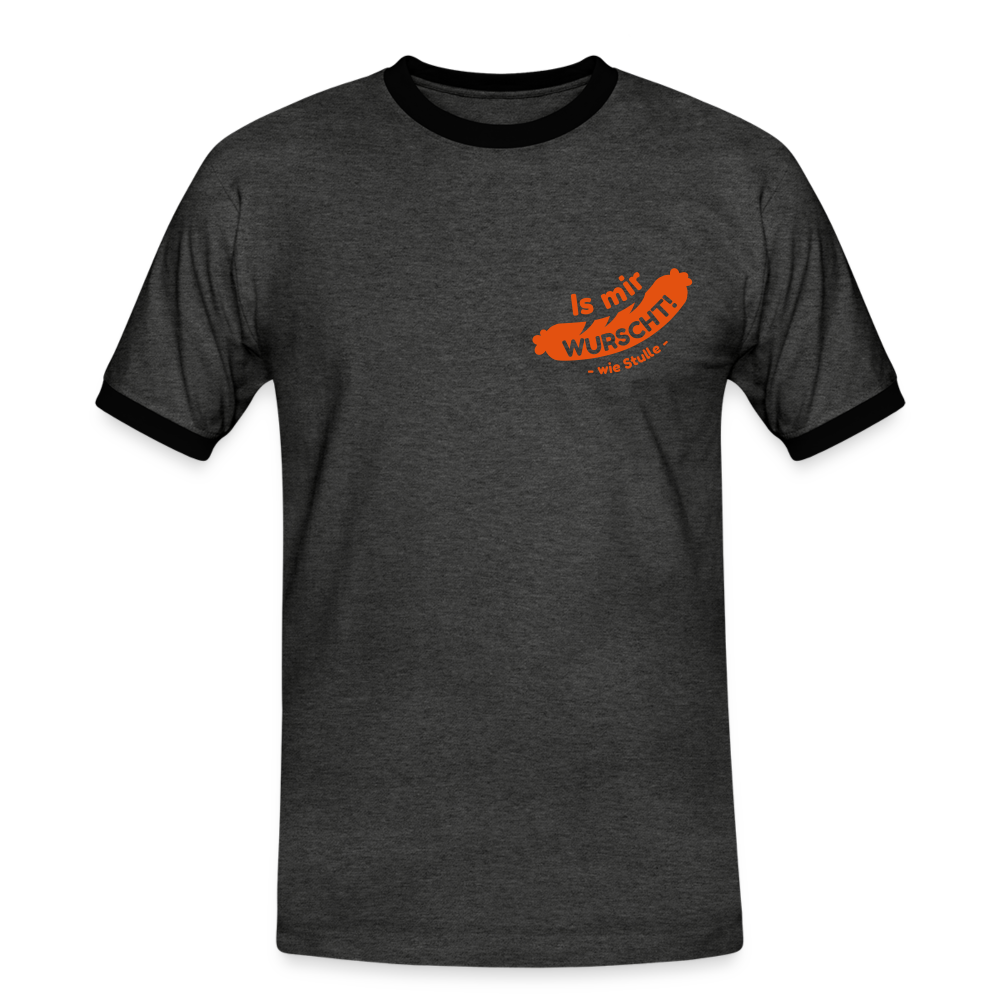 Is mir Wurscht - Männer Ringer T-Shirt - Anthrazit/Schwarz
