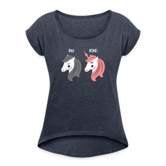 Berliner Einhorn - Frauen T-Shirt mit gerollten Ärmeln