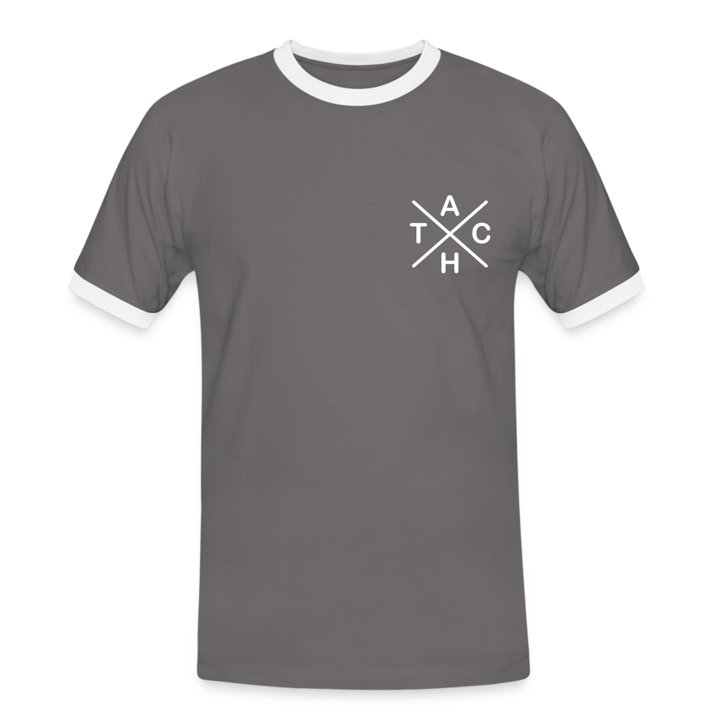 Tach X - Männer Ringer T-Shirt - Dunkelgrau/Weiß
