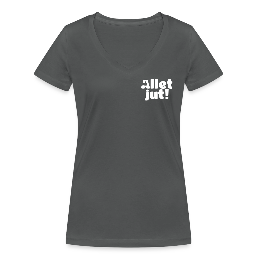 Allet Jut - Frauen Bio V-Neck T-Shirt - Anthrazit