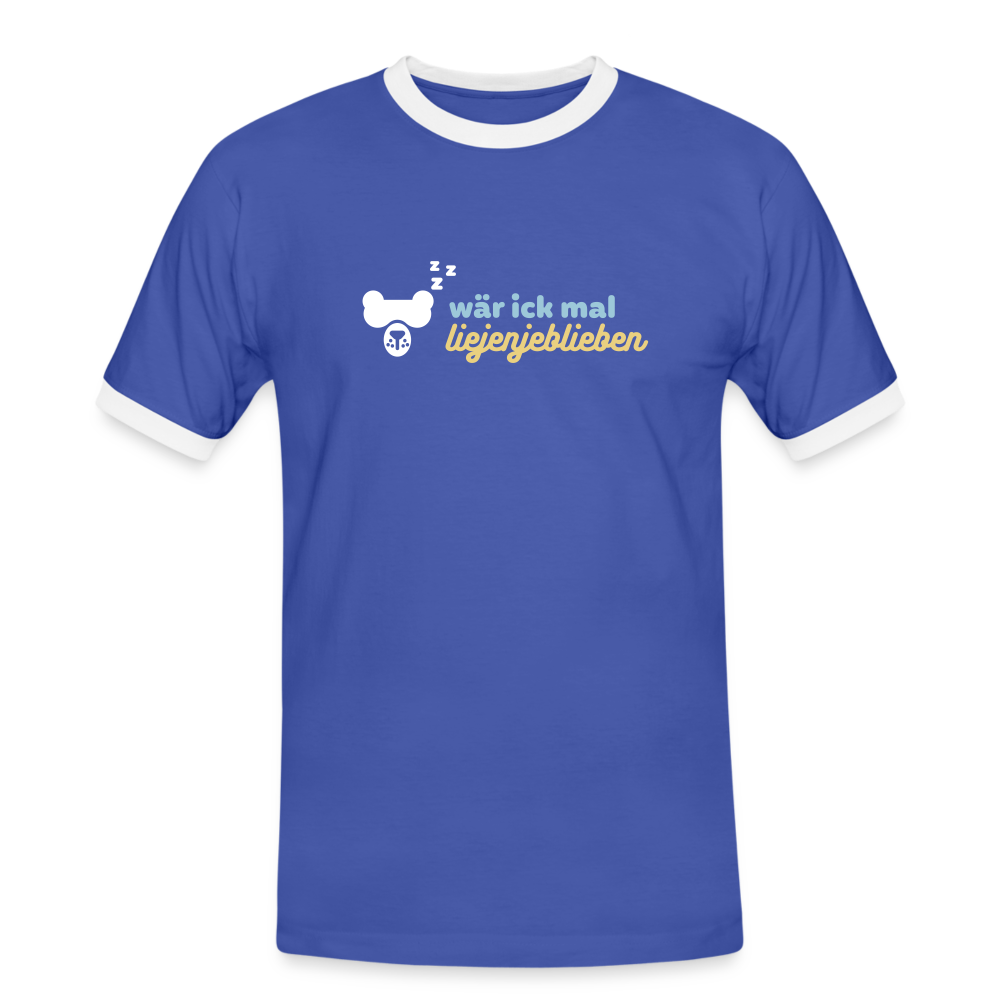 wär ick mal liejenjeblieben - Männer Ringer T-Shirt - Blau/Weiß