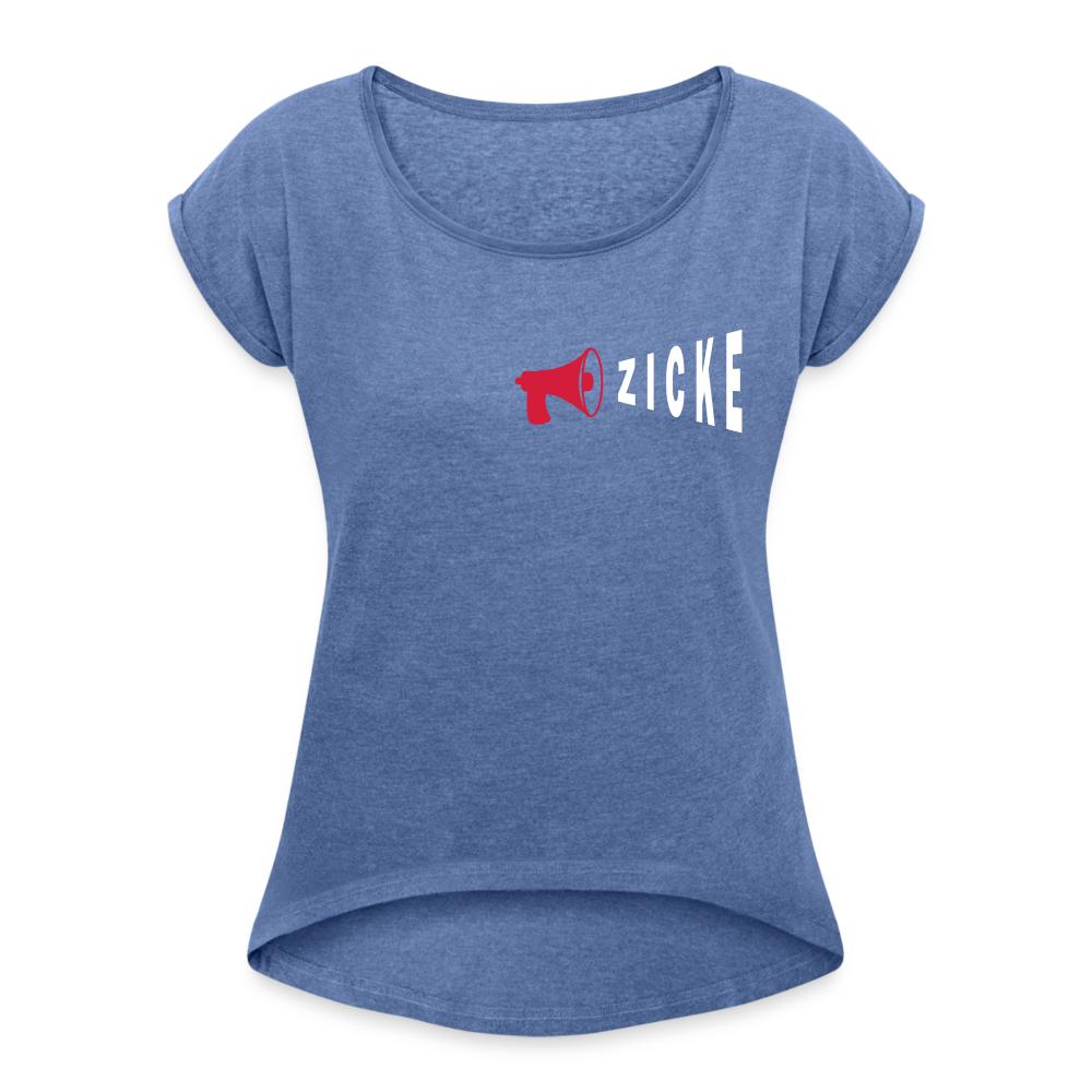 Zicke - Frauen T-Shirt mit gerollten Ärmeln - Denim meliert