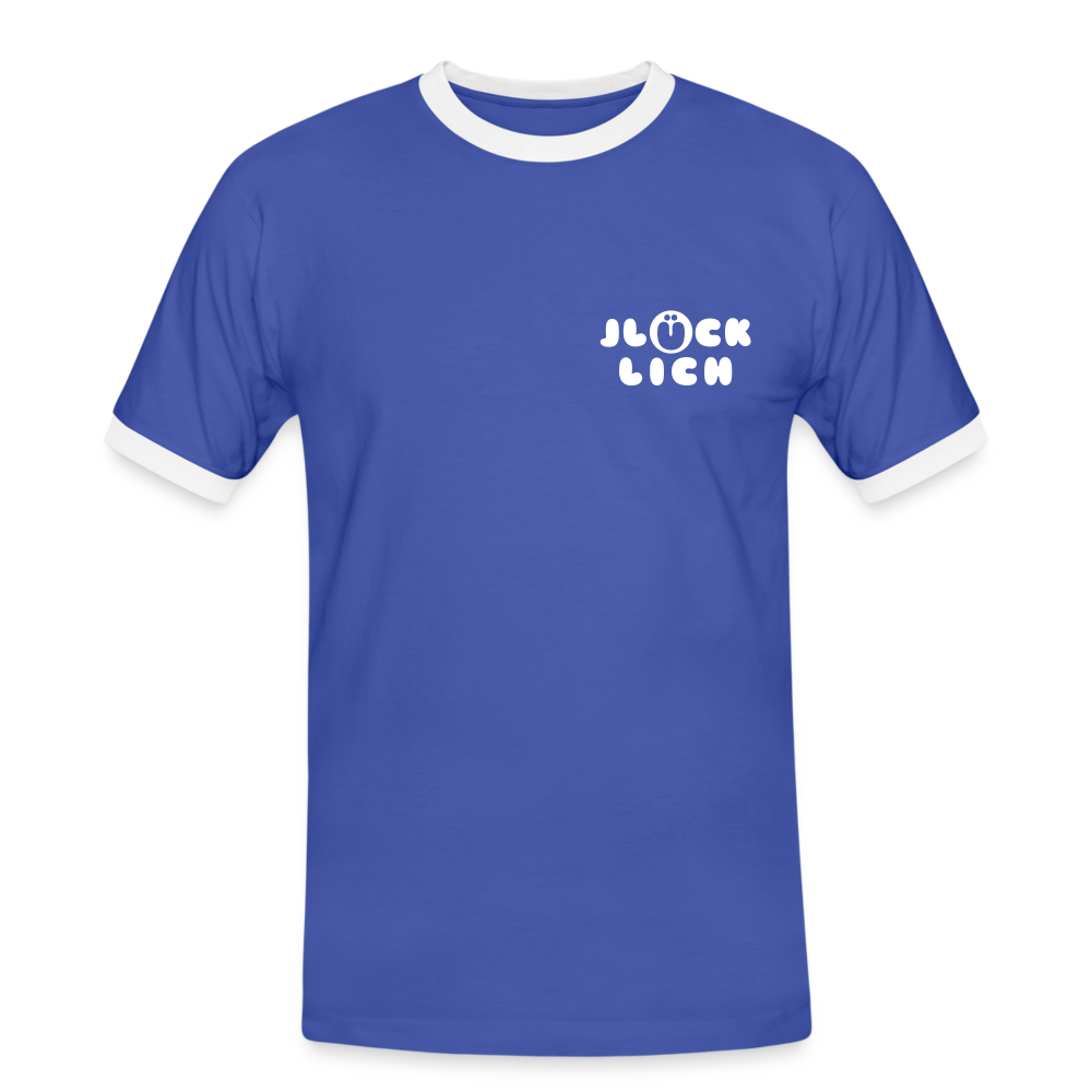 Jlücklich - Männer Ringer T-Shirt - Blau/Weiß