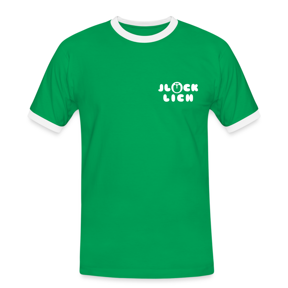 Jlücklich - Männer Ringer T-Shirt - Kelly Green/Weiß