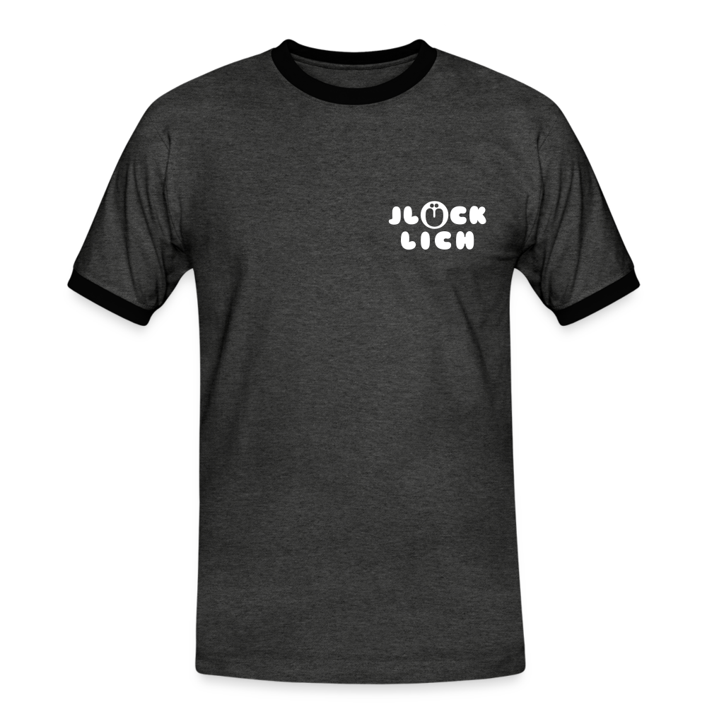 Jlücklich - Männer Ringer T-Shirt - Anthrazit/Schwarz