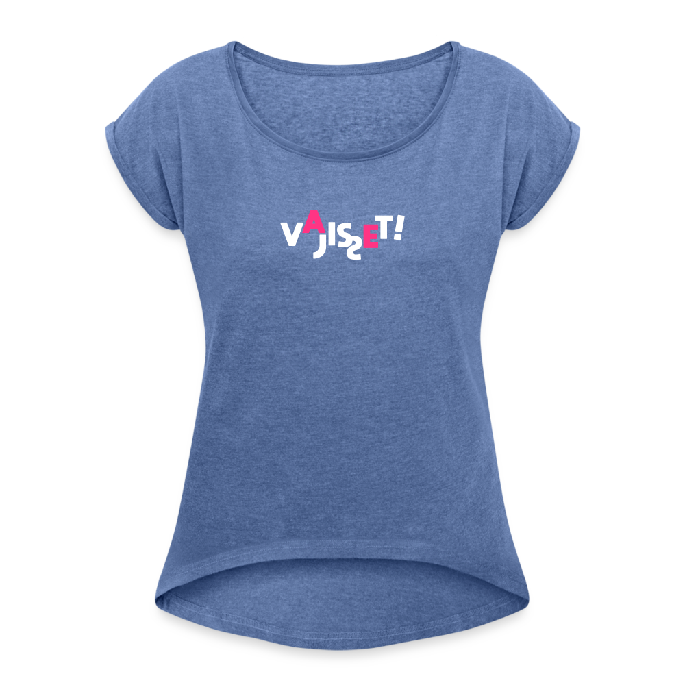 VAJISSET - Frauen T-Shirt mit gerollten Ärmeln - Denim meliert