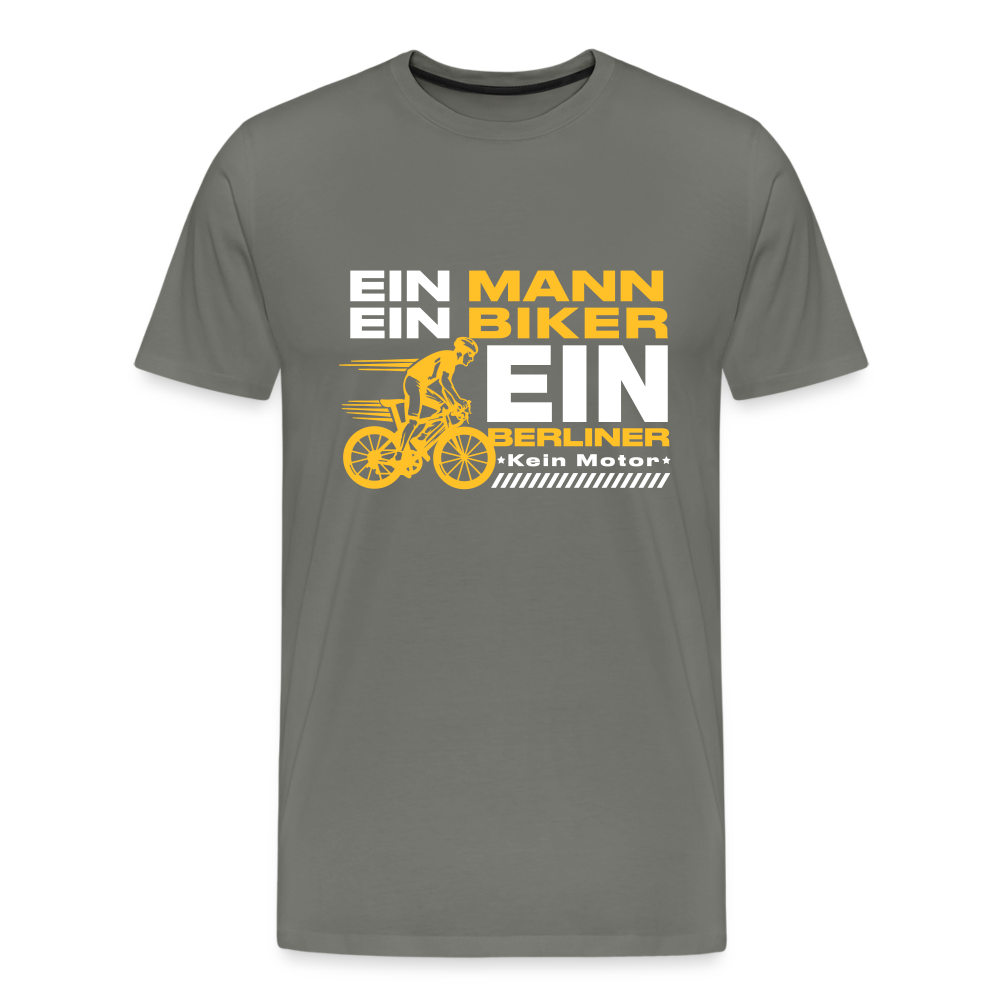 Ein Mann, Ein Biker, Ein Berliner - Männer Premium T-Shirt - Asphalt
