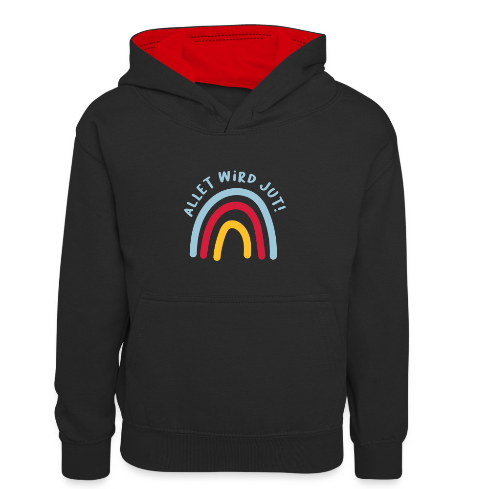 Allet wird jut! - Kinder Kontrast-Hoodie - Schwarz/Rot