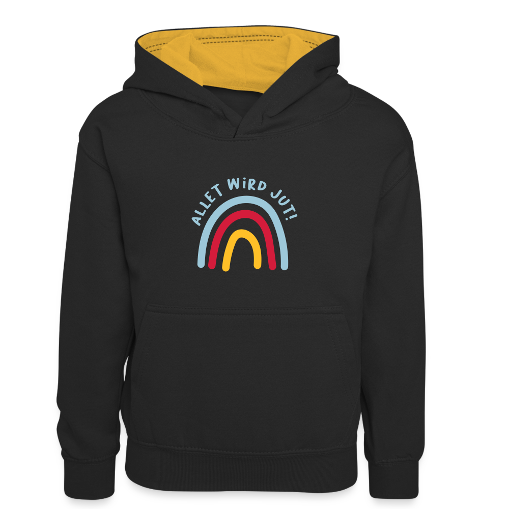 Allet wird jut! - Kinder Kontrast-Hoodie - Schwarz/Gold