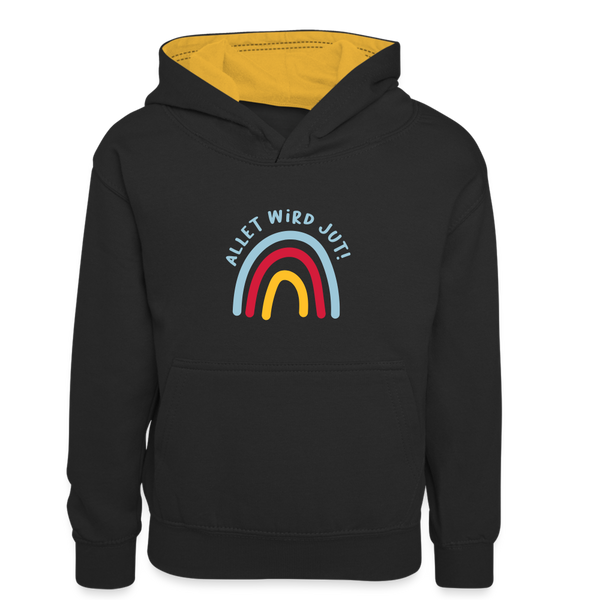 Allet wird jut! - Kinder Kontrast-Hoodie - Schwarz/Gold