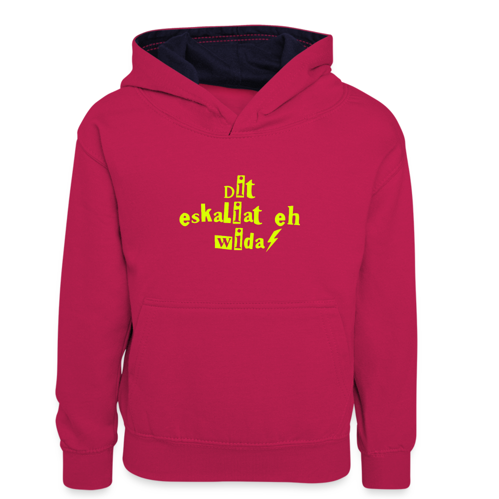 Dit eskaliat eh wilda  - Kinder Kontrast-Hoodie - Pink/Navy