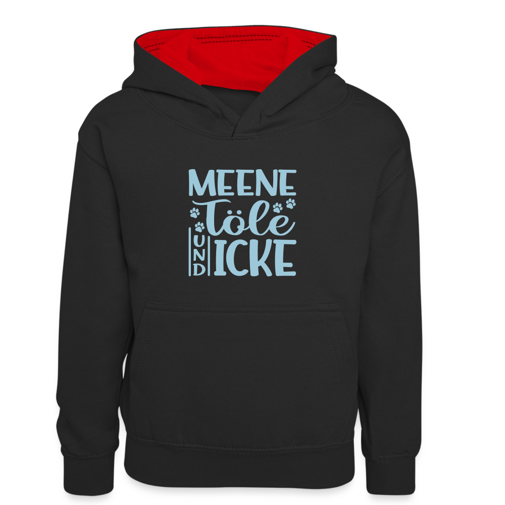 Meene Töle und Icke - Kinder Kontrast-Hoodie - Schwarz/Rot