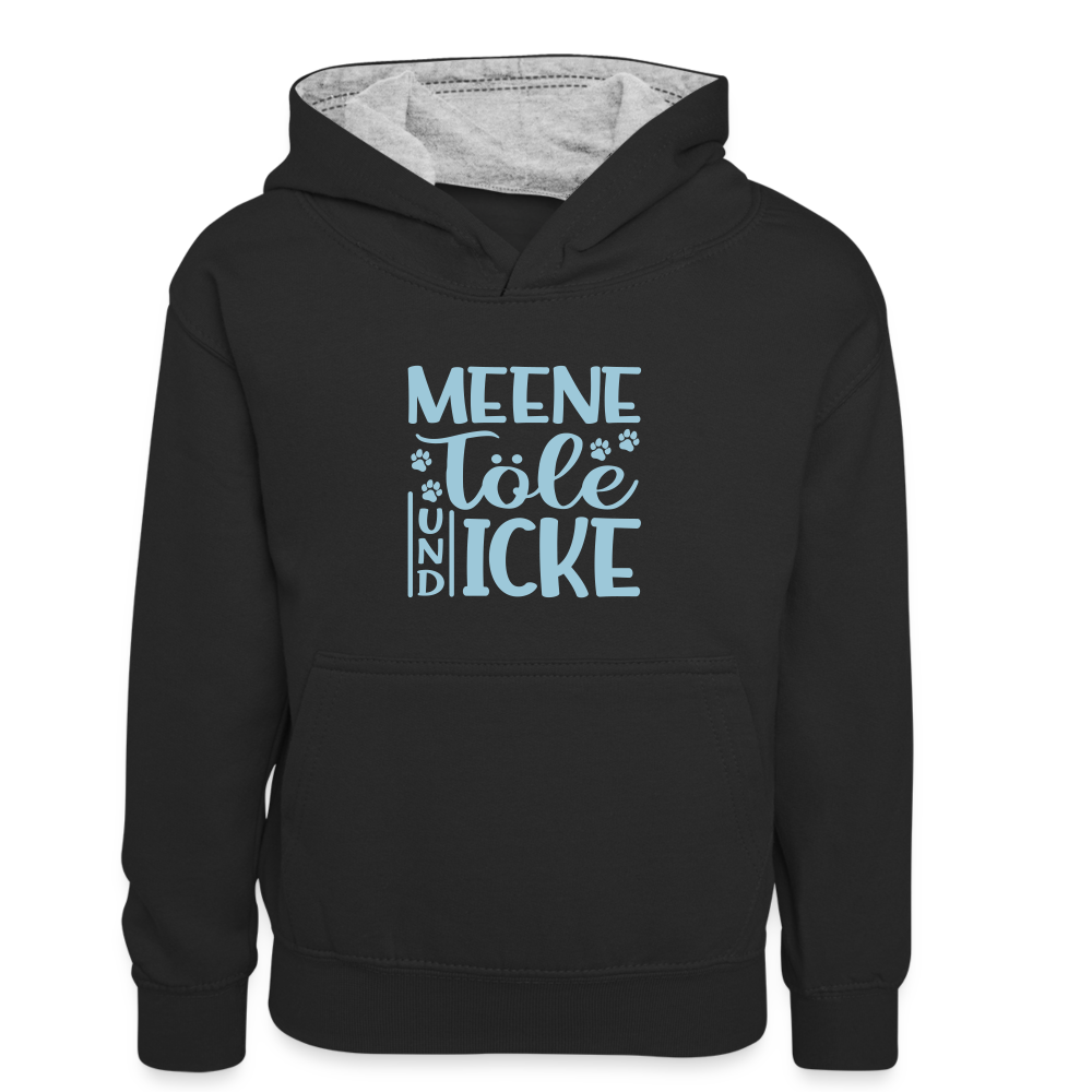 Meene Töle und Icke - Kinder Kontrast-Hoodie - Schwarz/Grau meliert