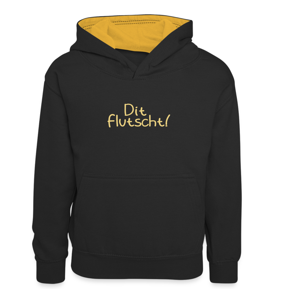 Dit Flutscht! - Kinder Kontrast-Hoodie - Schwarz/Gold