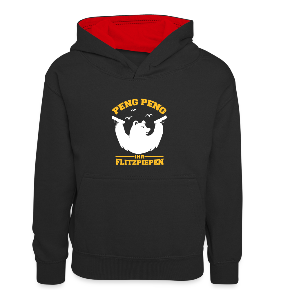 Peng Peng - Kinder Kontrast-Hoodie - Schwarz/Rot