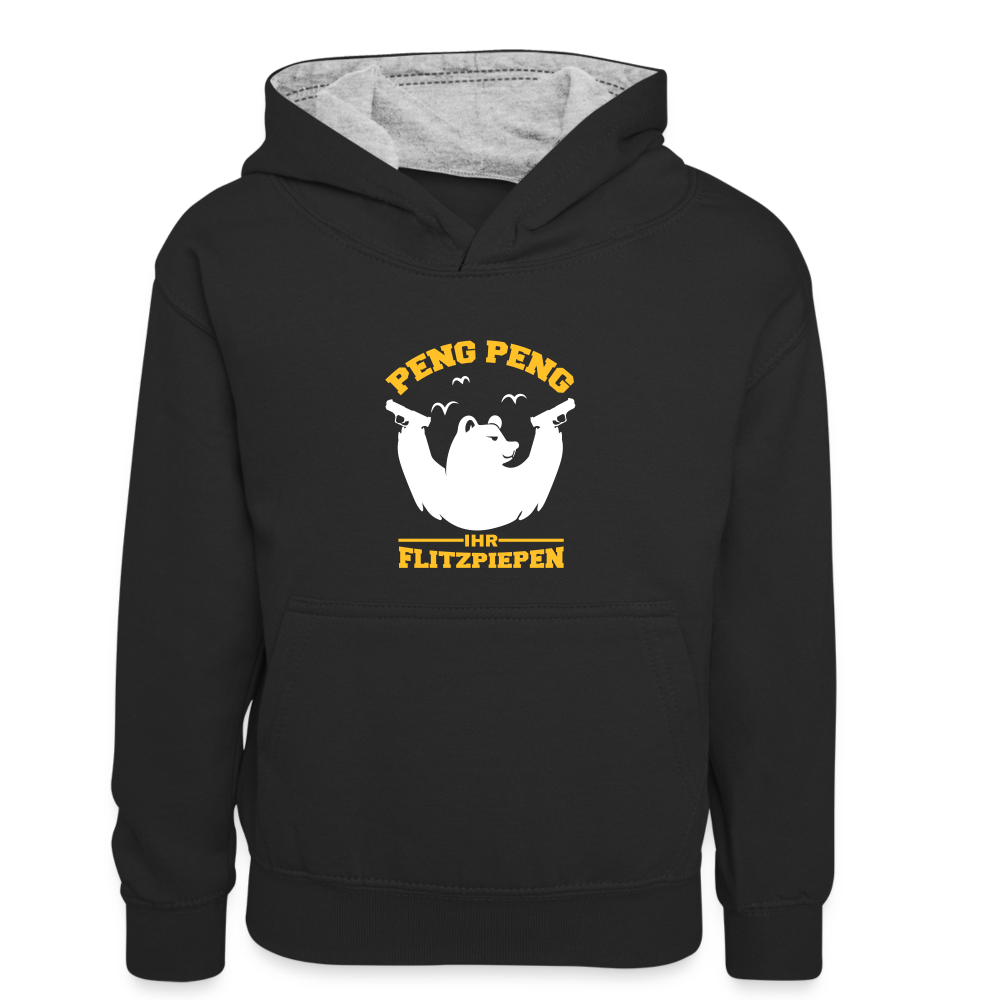 Peng Peng - Kinder Kontrast-Hoodie - Schwarz/Grau meliert