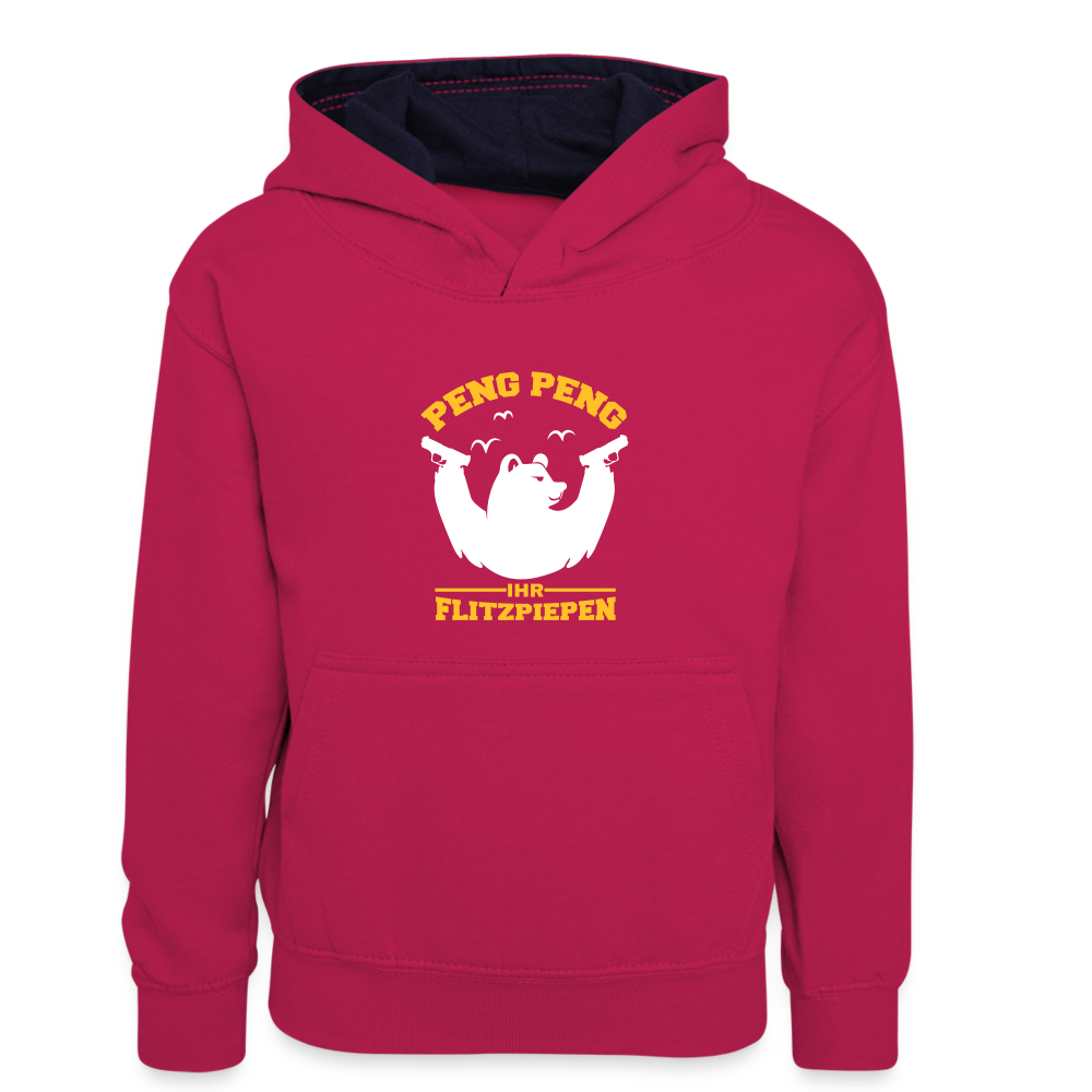 Peng Peng - Kinder Kontrast-Hoodie - Pink/Navy