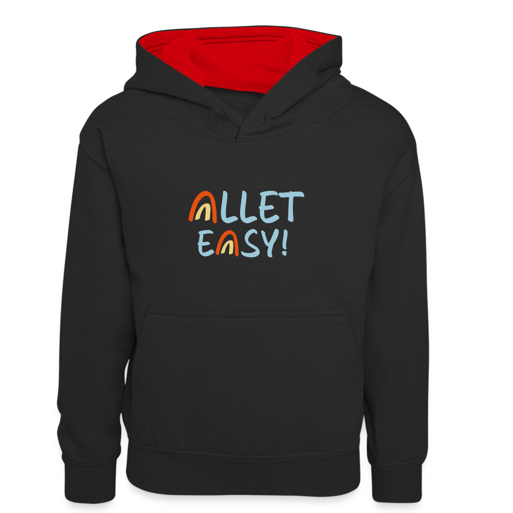 Allet Easy! - Kinder Kontrast-Hoodie - Schwarz/Rot