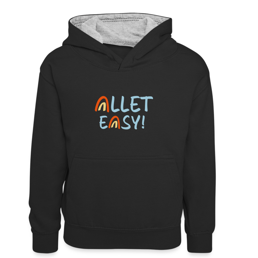 Allet Easy! - Kinder Kontrast-Hoodie - Schwarz/Grau meliert