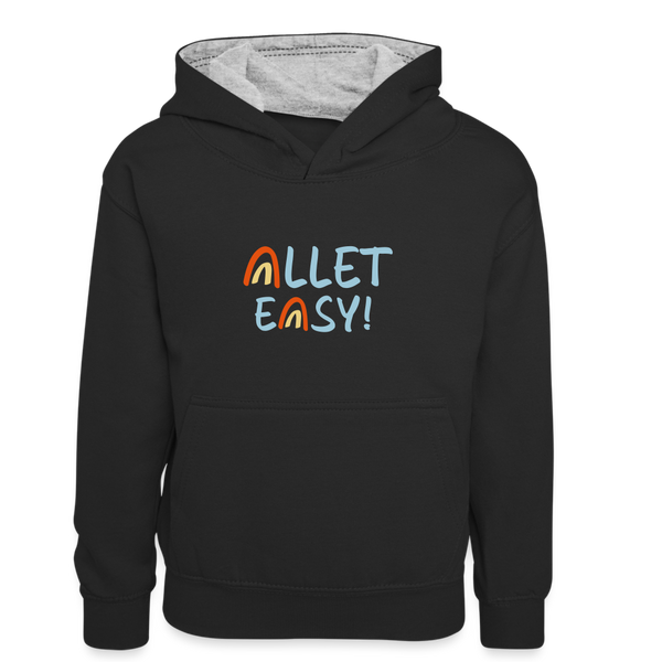 Allet Easy! - Kinder Kontrast-Hoodie - Schwarz/Grau meliert
