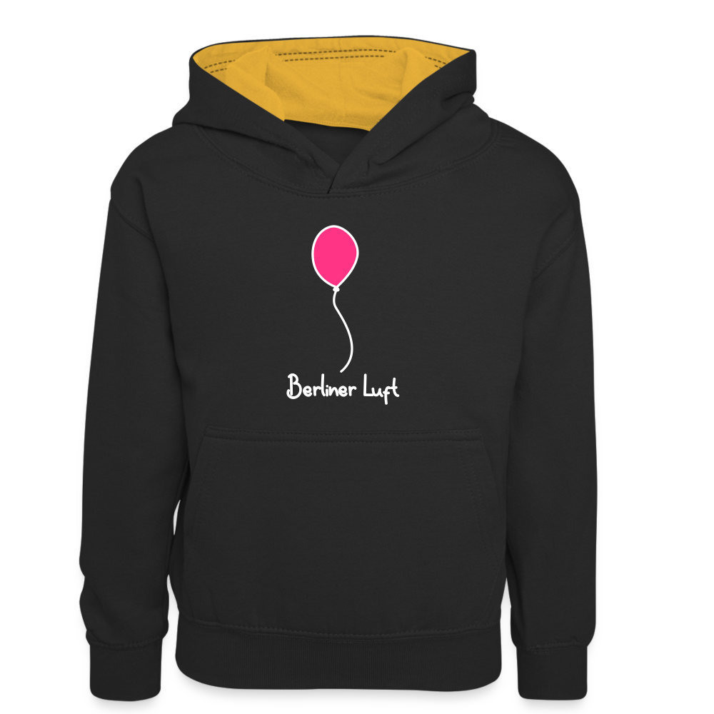 Berliner Luftballon - Kinder Kontrast-Hoodie - Schwarz/Gold