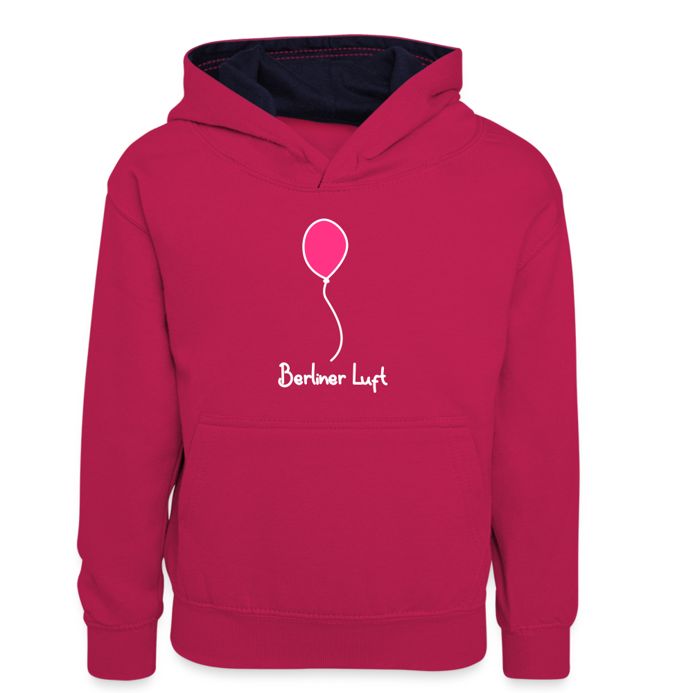 Berliner Luftballon - Kinder Kontrast-Hoodie - Pink/Navy
