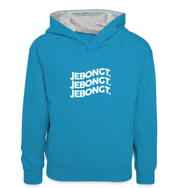 Jebongt! - Kinder Kontrast-Hoodie - Pfauenblau/Grau meliert