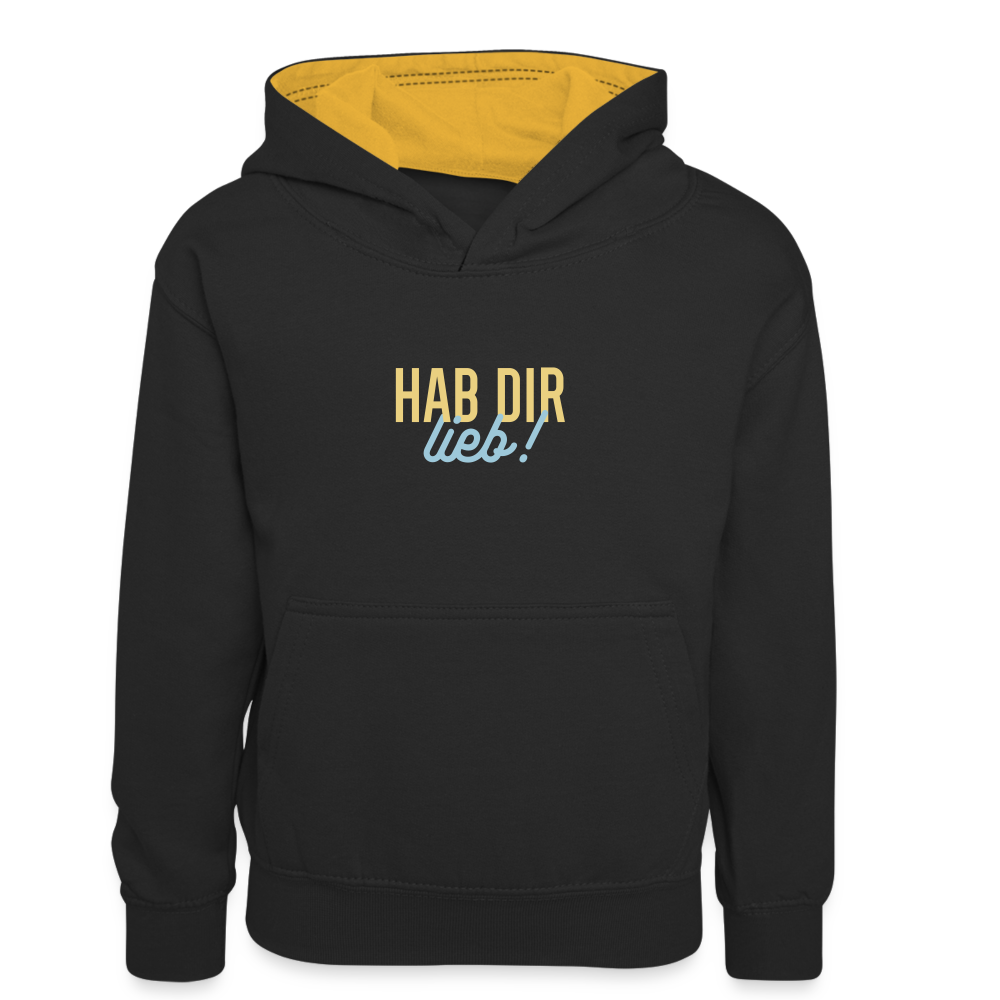Hab Dir Lieb! - Kinder Kontrast-Hoodie - Schwarz/Gold