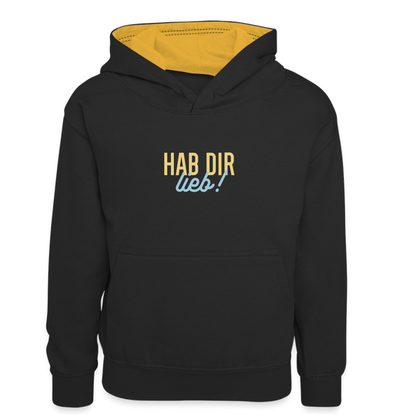 Hab Dir Lieb! - Kinder Kontrast-Hoodie - Schwarz/Gold