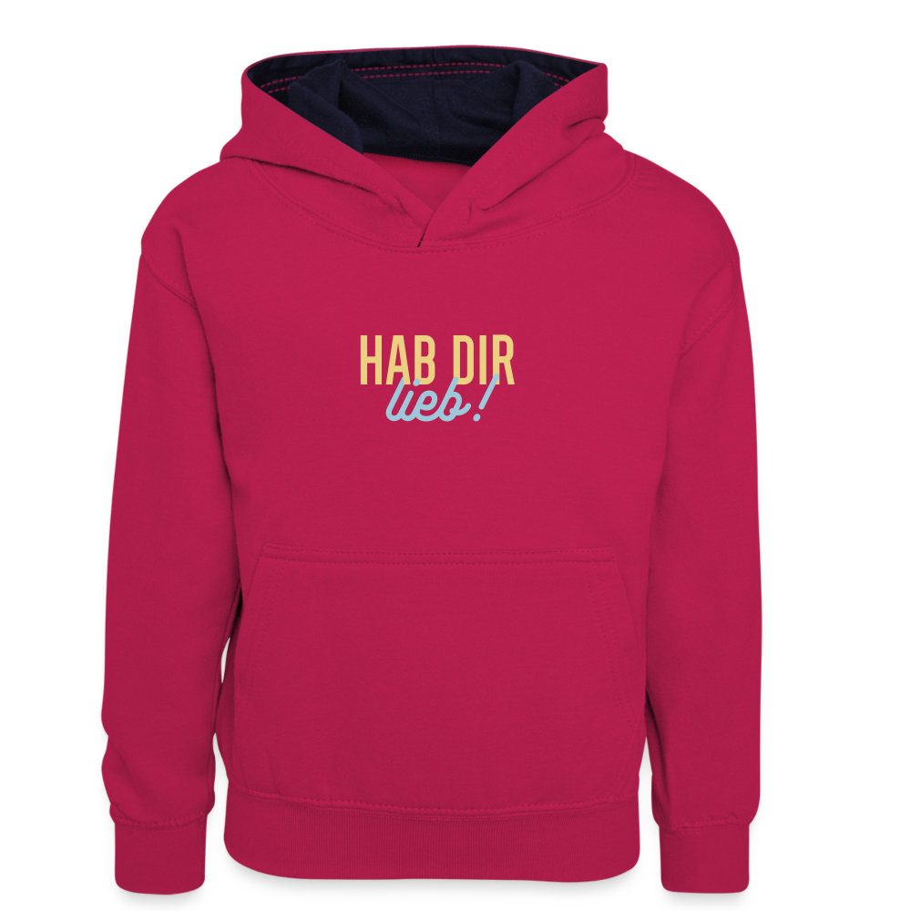 Hab Dir Lieb! - Kinder Kontrast-Hoodie - Pink/Navy
