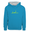 Herzschlag für Fahrradfahrer - Kinder Kontrast-Hoodie - Pfauenblau/Grau meliert