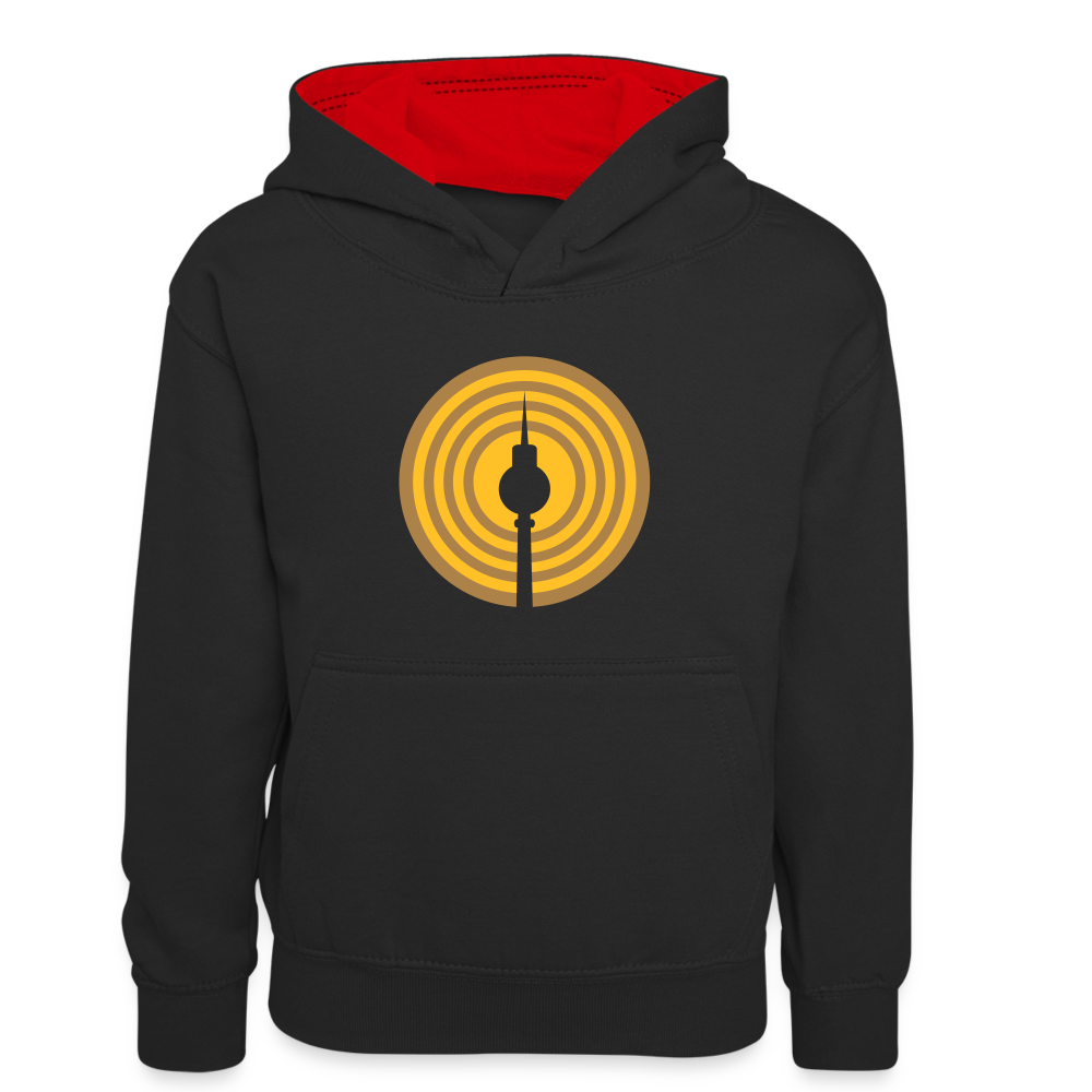 Berlin im Fokus - Kinder Kontrast-Hoodie - Schwarz/Rot