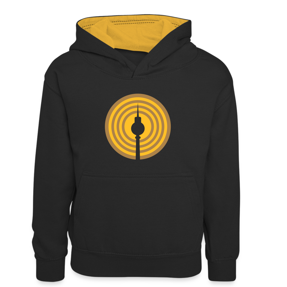 Berlin im Fokus - Kinder Kontrast-Hoodie - Schwarz/Gold
