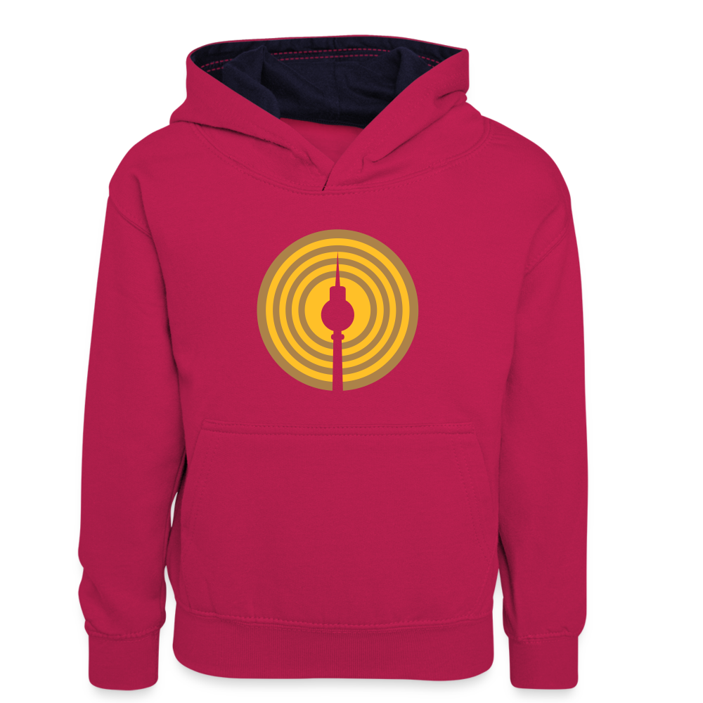 Berlin im Fokus - Kinder Kontrast-Hoodie - Pink/Navy