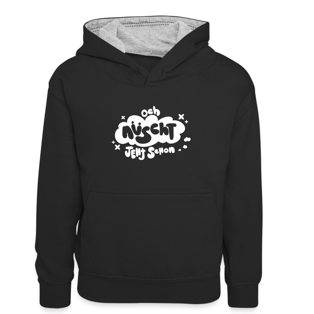 och nüscht jeht schon! - Kinder Kontrast-Hoodie - Schwarz/Grau meliert