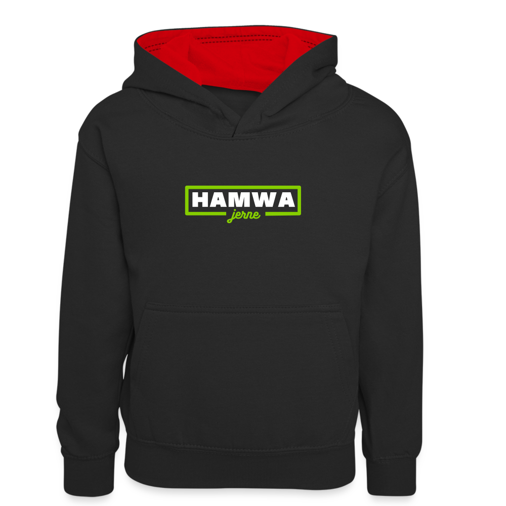 hamwa - Kinder Kontrast-Hoodie - Schwarz/Rot