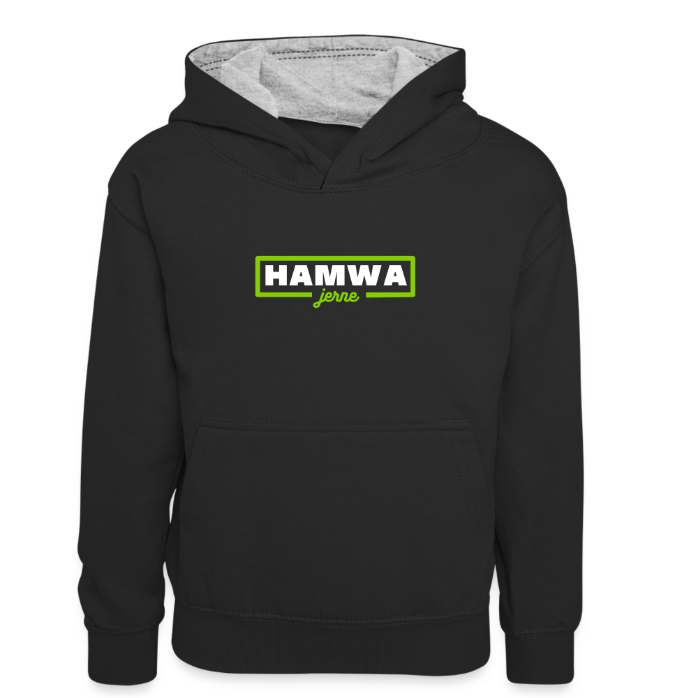 hamwa - Kinder Kontrast-Hoodie - Schwarz/Grau meliert