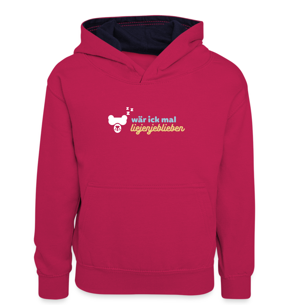wär ick mal liejenjeblieben - Kinder Kontrast-Hoodie - Pink/Navy