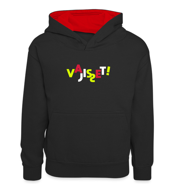 VAJISSET - Kinder Kontrast-Hoodie - Schwarz/Rot