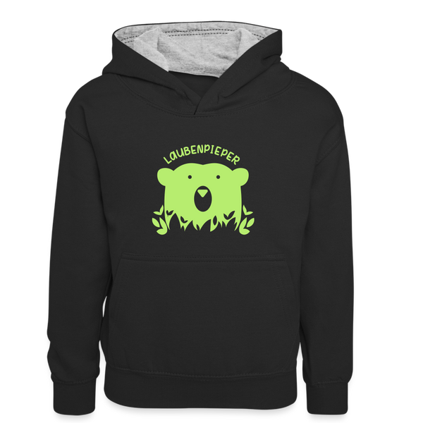 Laubenpieper - Kinder Kontrast-Hoodie - Schwarz/Grau meliert