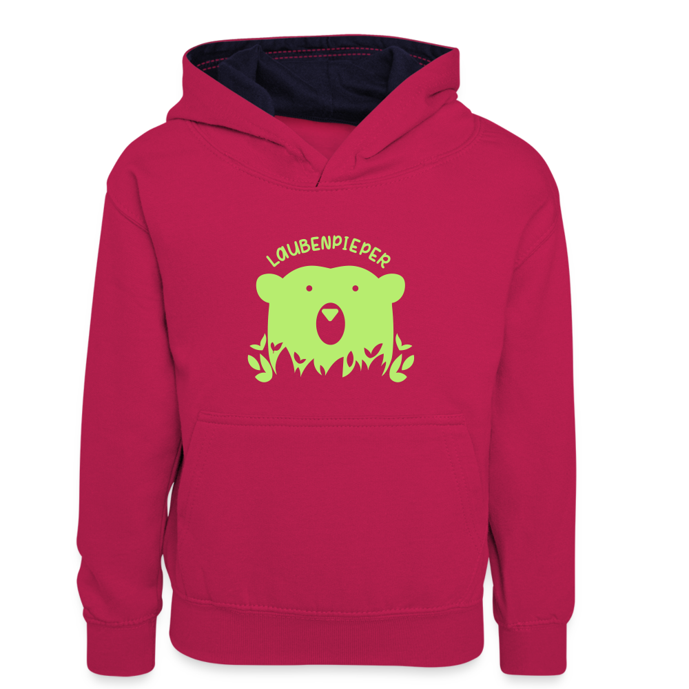 Laubenpieper - Kinder Kontrast-Hoodie - Pink/Navy
