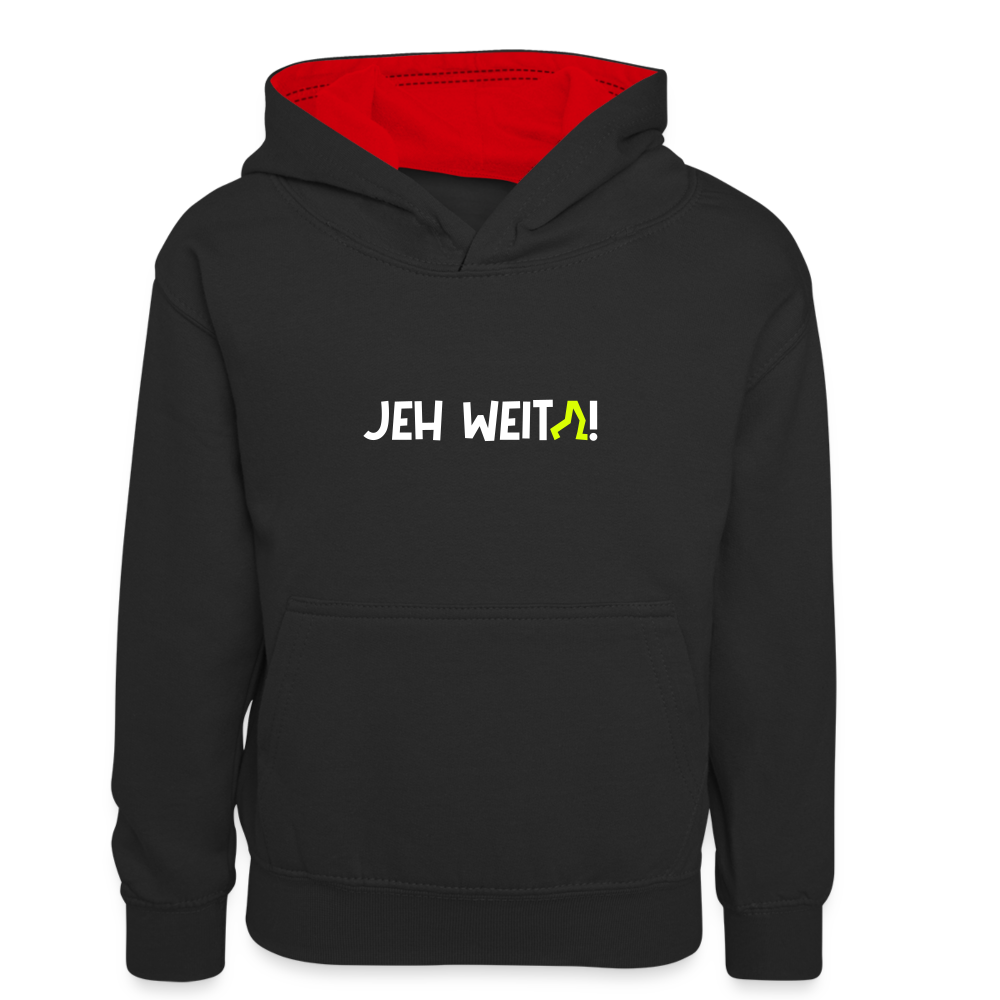 Jeh Weita! - Kinder Kontrast-Hoodie - Schwarz/Rot