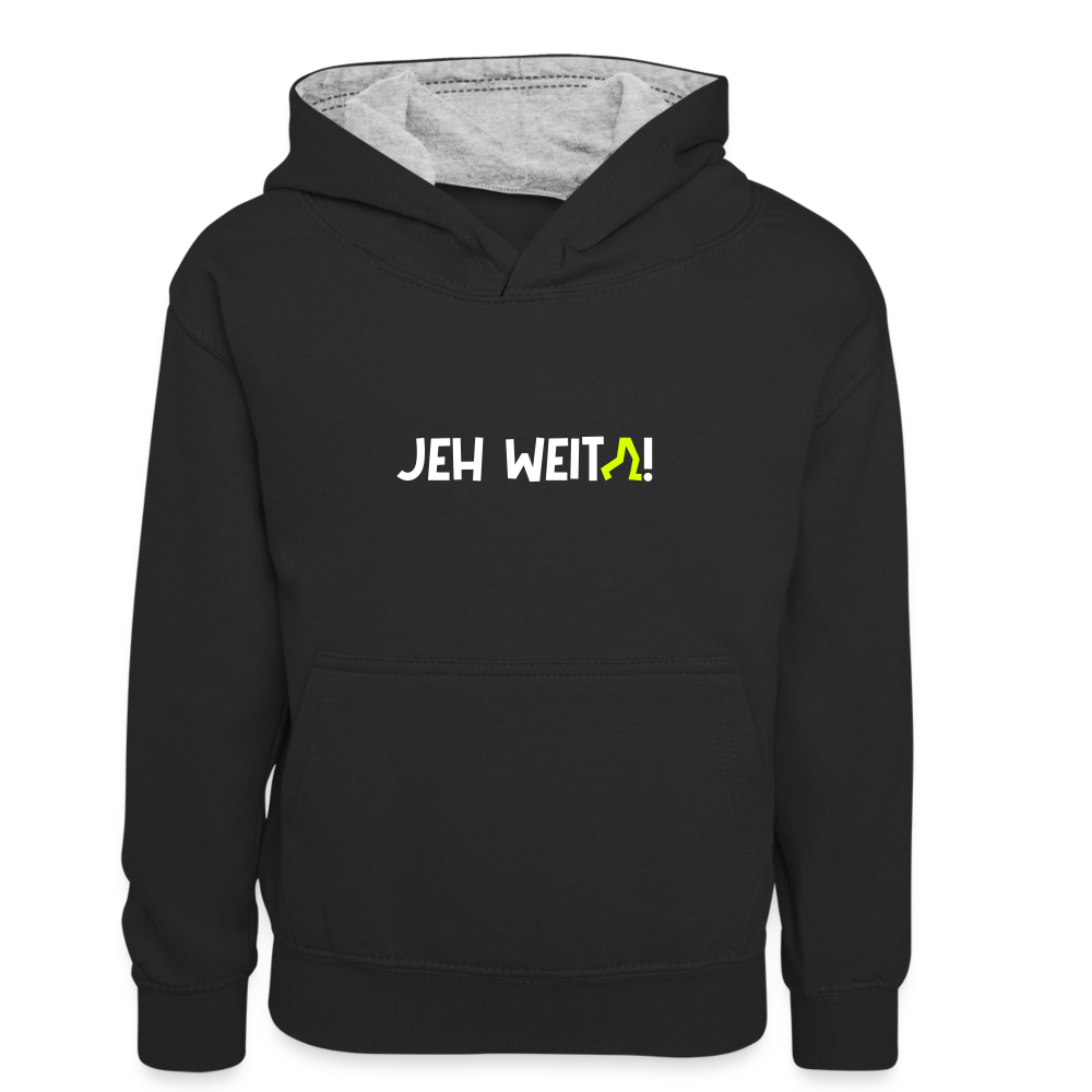 Jeh Weita! - Kinder Kontrast-Hoodie - Schwarz/Grau meliert
