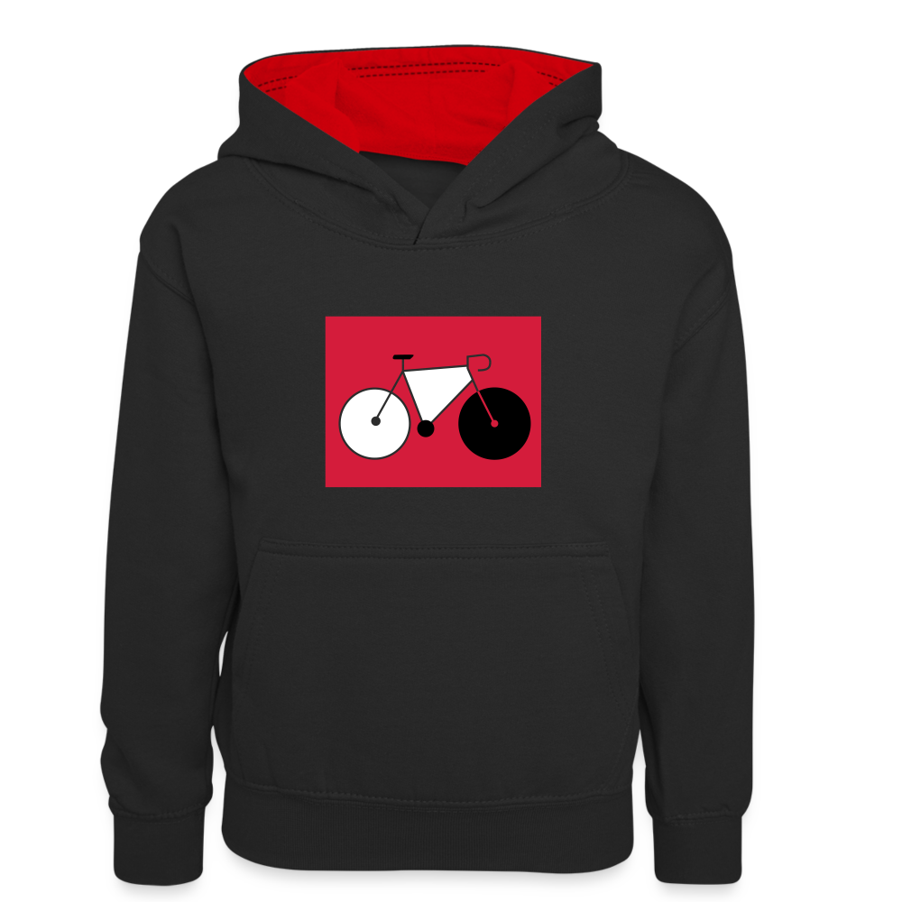 Berliner Tretmühle - Kinder Kontrast-Hoodie - Schwarz/Rot