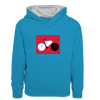 Berliner Tretmühle - Kinder Kontrast-Hoodie - Pfauenblau/Grau meliert