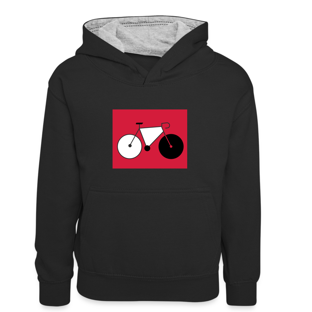 Berliner Tretmühle - Kinder Kontrast-Hoodie - Schwarz/Grau meliert